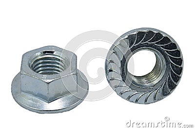 Flange nuts with teeth Stock Photo