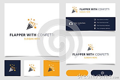 Flapper with konfetti logo design with editable slogan. Branding book and business card template. Vector Illustration