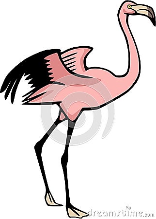 Flapping Flamingo Vector Illustration