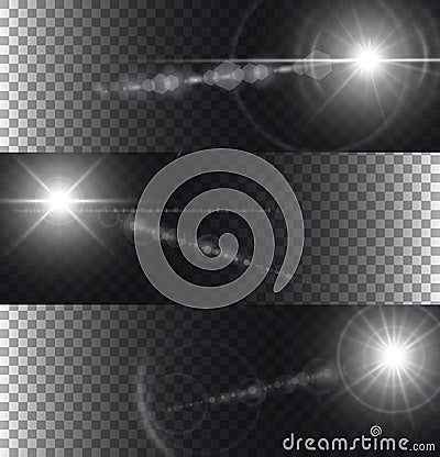 Flare lights isolated on transparency background Vector Illustration