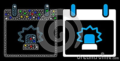 Flare Mesh Carcass Alert Calendar Day Icon with Flare Spots Stock Photo