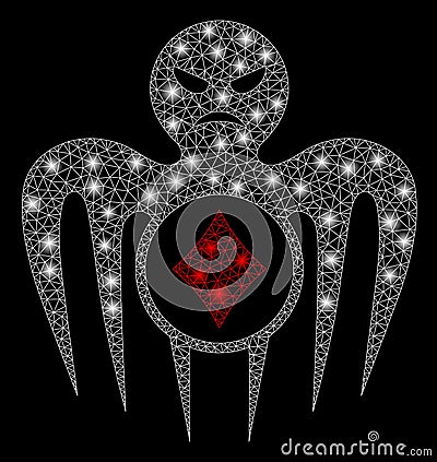 Flare Mesh Carcass Gambling Spectre Monster with Flare Spots Vector Illustration