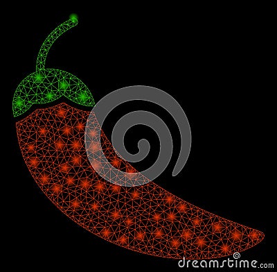 Flare Mesh 2D Chili Pepper with Flare Spots Vector Illustration