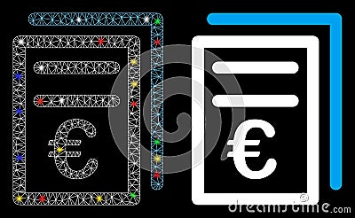 Flare Mesh 2D Euro Invoices Icon with Flare Spots Vector Illustration