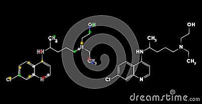 Flare Mesh 2D Hydroxychloroquine Formula with Color Flare Spots Vector Illustration