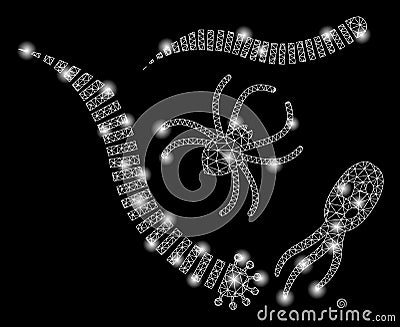 Flare Mesh 2D Parasites with Flare Spots Vector Illustration