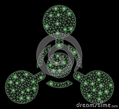 Flare Mesh Network WMD Nerve Agent Chemical Warfare with Flare Spots Vector Illustration