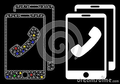 Flare Mesh Wire Frame Cell Phones Icon with Light Spots Stock Photo