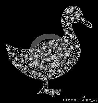Flare Mesh Wire Frame Duck with Flare Spots Stock Photo