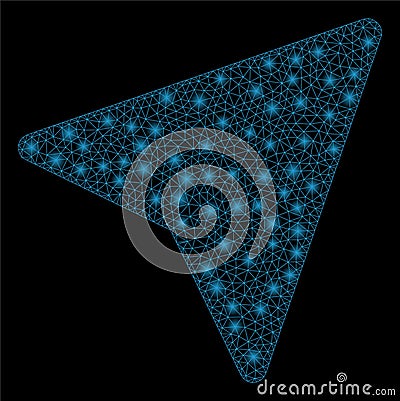 Flare Mesh Wire Frame Freelance Paper Plane with Flare Spots Vector Illustration