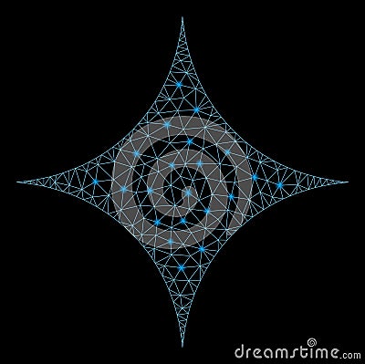 Flare Mesh Wire Frame Sparcle Star with Flash Spots Vector Illustration