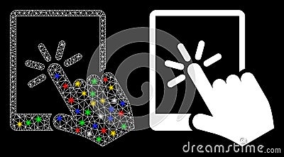Flare Mesh Wire Frame Tablet Click Icon with Flare Spots Vector Illustration