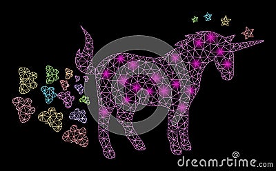 Flare Mesh Wire Frame Unicorn Farting Butterflies with Flare Spots Stock Photo