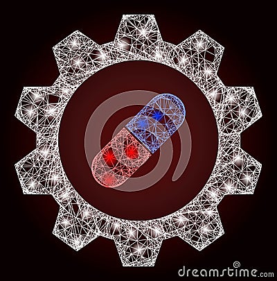 Flare Network Mesh Pharma Industry with Light Spots Vector Illustration