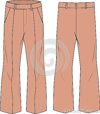 UNISEX WEAR FLARED PANT FRONT AND BACK Vector Illustration