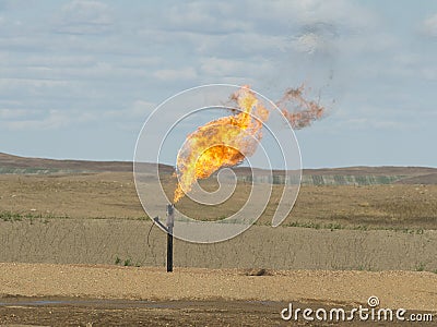 Flaring Natural Gas Stock Photo