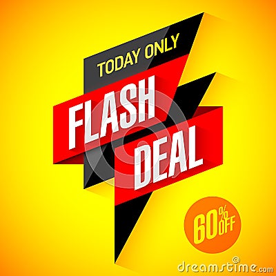 Flash deal, today only flash sale special offer banner Vector Illustration
