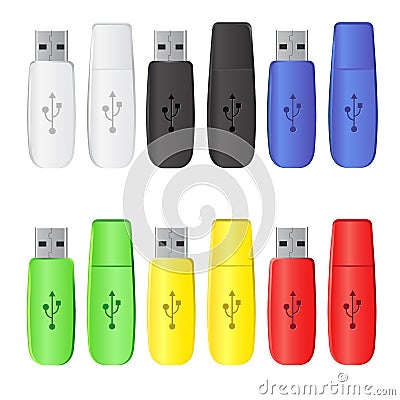 Flash drive collection. Vector Illustration