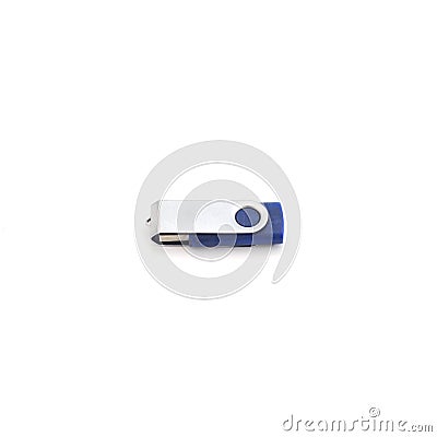 Flash drive isolated on white background.Closed with a metal cap.Computer accessory. Stock Photo