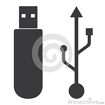 Flash drive USB memory icon on white background. Vector Illustration