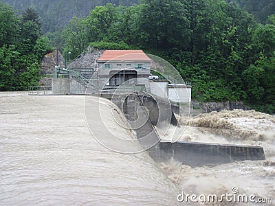 Flash Flood. Natural Disaster. Dam. Stock Photo