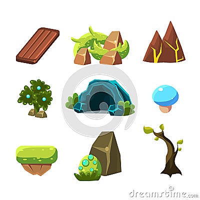 Flash Game Level Design Collection Of Elements Vector Illustration