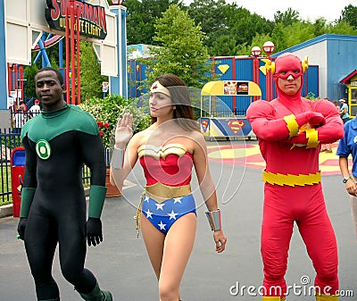 The flash, green lantern and super woman Editorial Stock Photo