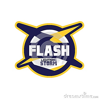 Flash lightning storm logo template, company identity label, business badge vector Illustration Vector Illustration