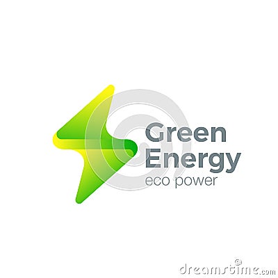 Flash Logo Thunderbolt symbol. Green Energy Power Vector Illustration