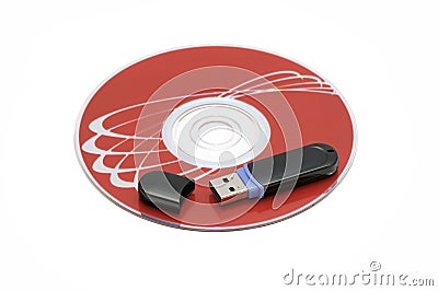 Flash memory and computer disk Stock Photo