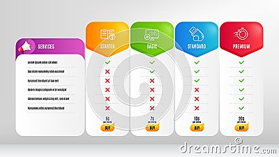 Flash memory, Report statistics and Fast recovery icons set. Help sign. Vector Vector Illustration