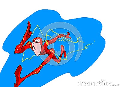 The flash running in strong pose with electrical splash Vector Illustration