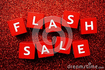 Flash Sale alphabet letter on red glitter background Stock Photo