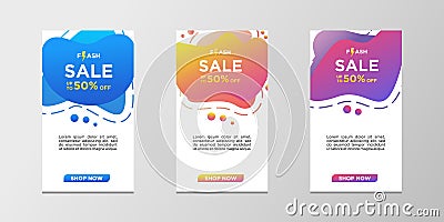 Flash sale banners with abstract dynamic modern liquid color. Sale banner template design, can use for mobile app, website, flash Stock Photo