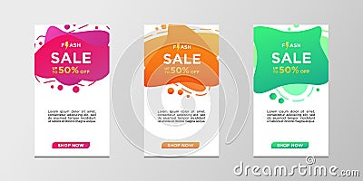 Flash sale banners with abstract dynamic modern liquid color. Sale banner template design, can use for mobile app, website, flash Stock Photo