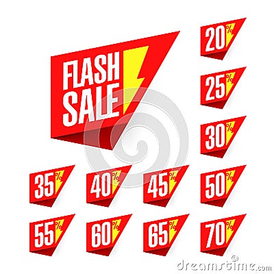 Flash Sale discount labels Vector Illustration