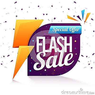 Flash Sale Poster, Banner or Flyer design. Cartoon Illustration