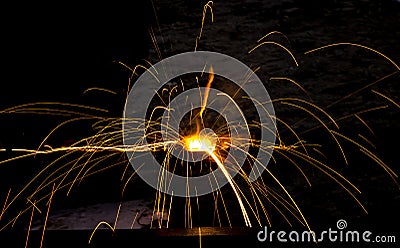 Flash and sparks from electric welding Stock Photo