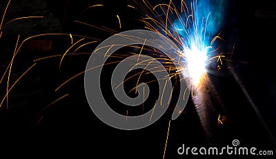 Flash and sparks from electric welding Stock Photo