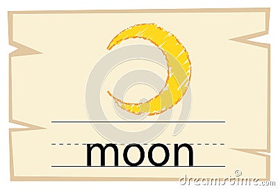 Flashcard design for word moon Vector Illustration