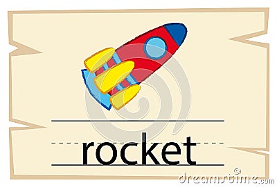 Flashcard design for word rocket Vector Illustration