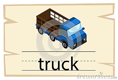 Flashcard design for word truck Vector Illustration