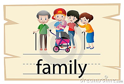 Flashcard desing for word family Vector Illustration