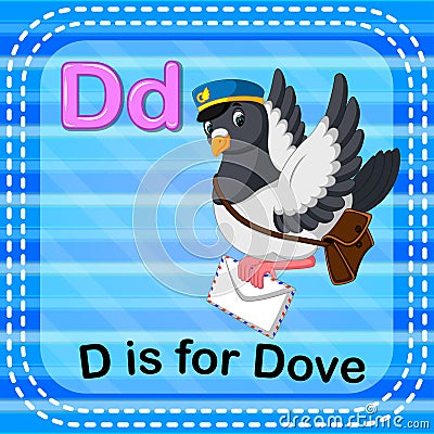 Flashcard letter D is for dove Vector Illustration