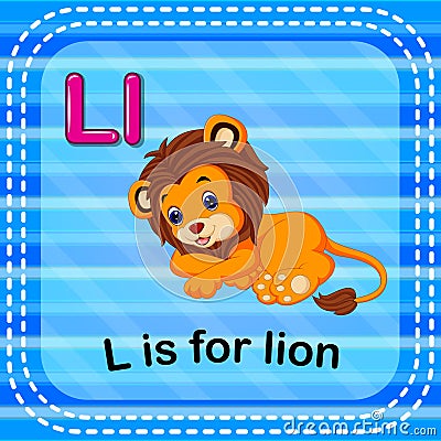 Flashcard letter L is for lion Vector Illustration