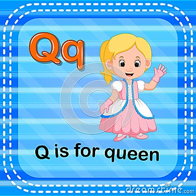 Flashcard letter Q is for queen Vector Illustration