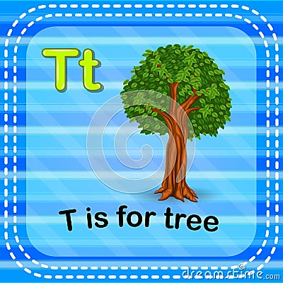 Flashcard letter T is for tree Vector Illustration