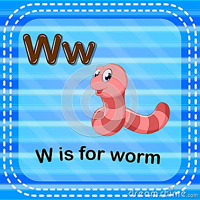 Flashcard letter W is for worm Vector Illustration