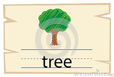 Flashcard for word tree Vector Illustration