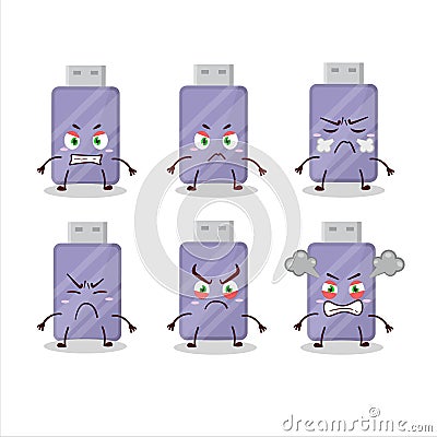 Flashdisk cartoon character with various angry expressions Vector Illustration